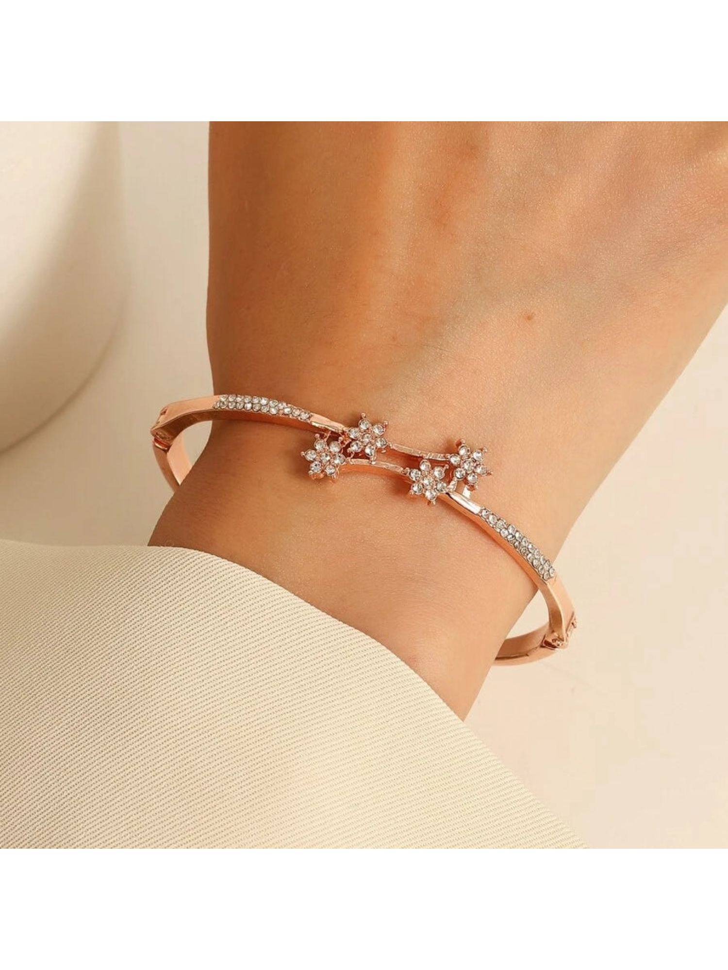 Dkane Designs White Alloy Rose Gold Plated Bracelet