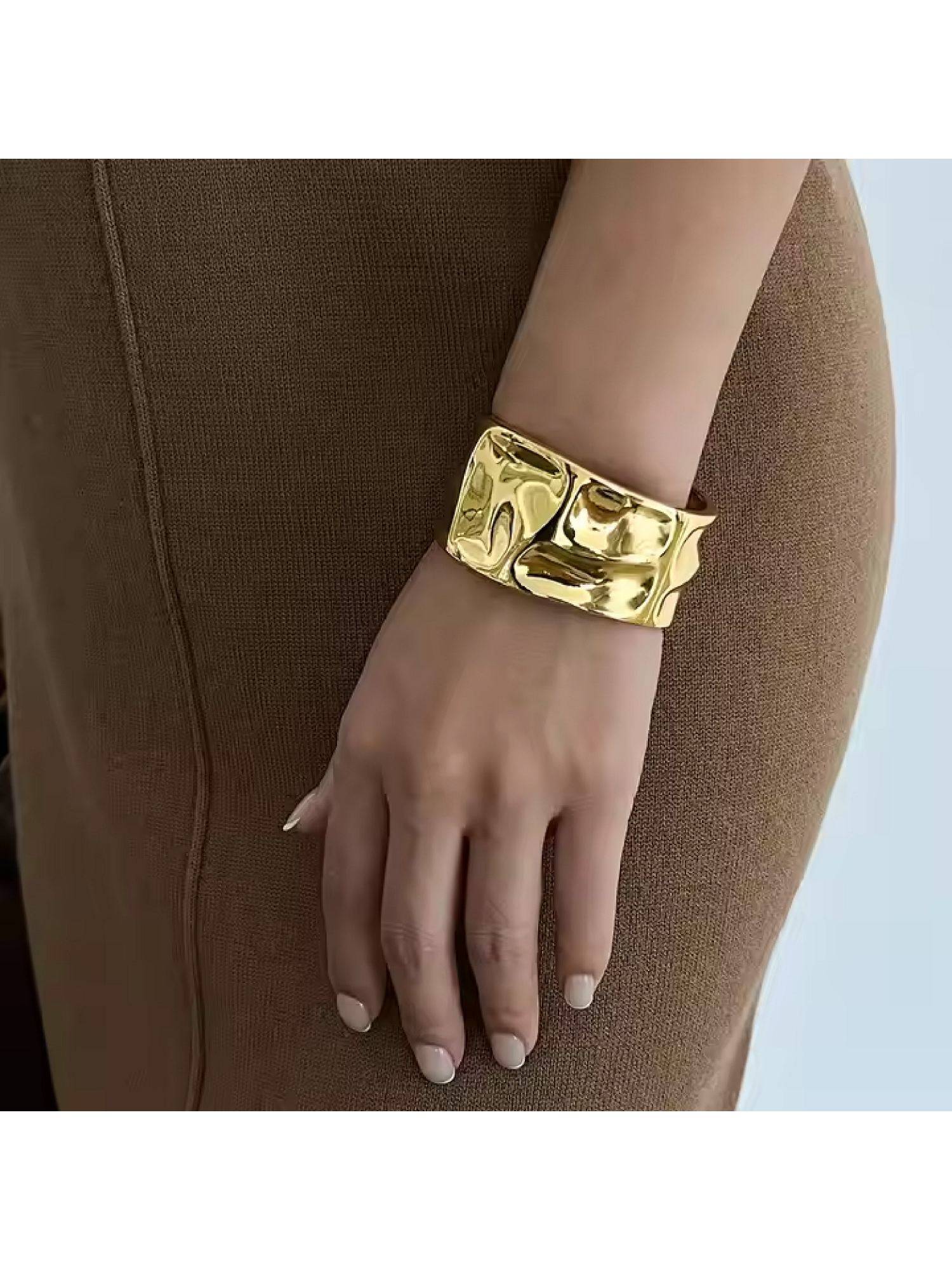 Dkane Designs Gold Stainless Steel Gold Plated Kada