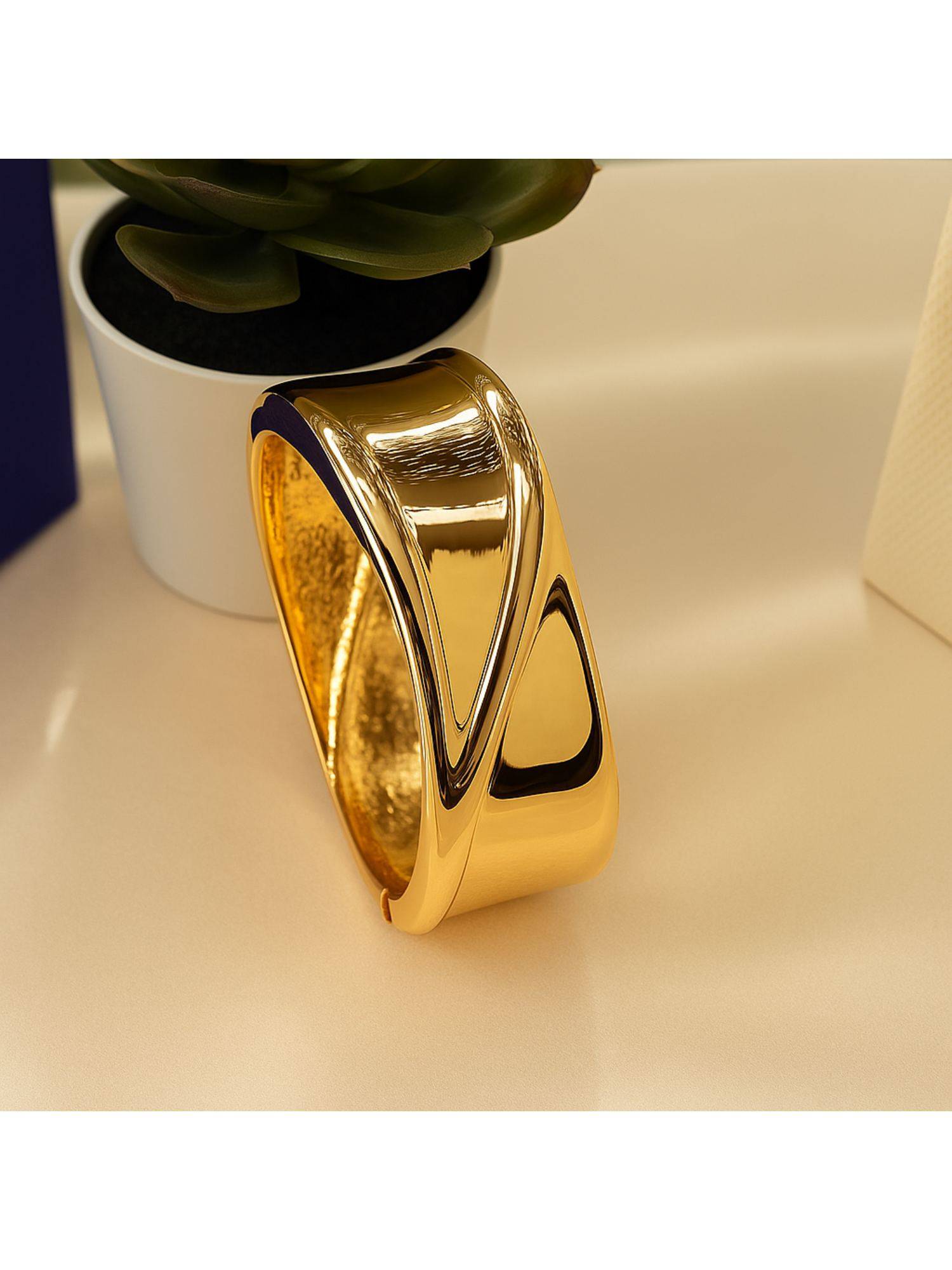 Dkane Designs Gold Stainless Steel Gold Plated Cuff