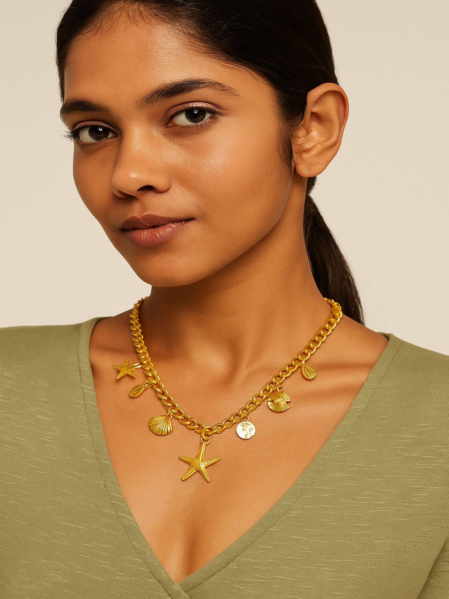 Jewelz Gold Alloy Gold Plated Pair Of Necklace