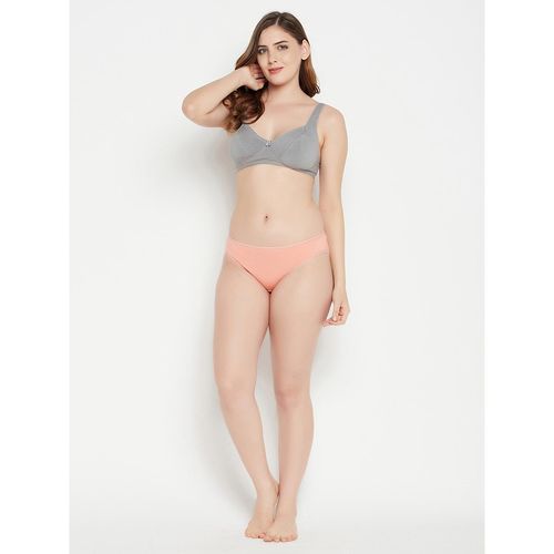 Buy Clovia Peach Solid Lace Bikini Panties Online at Best Prices