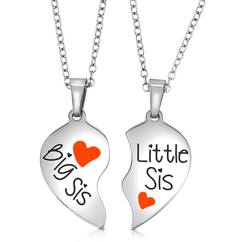 Buy Peora Silver Plated Heart Halves Matching Big (Little Sis