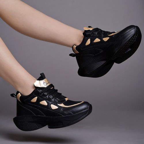 Shoetopia Daily Wear Casual Black Sneakers for Women (EURO 38)