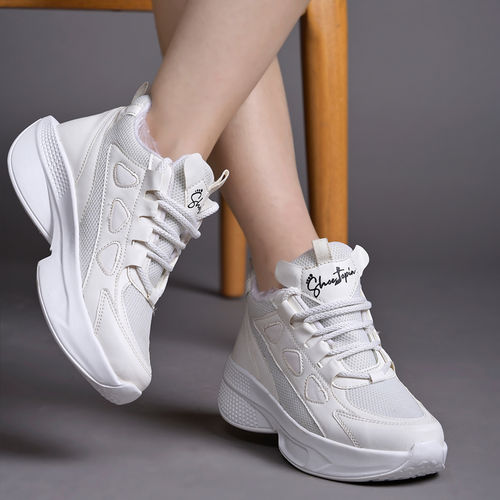 Shoetopia Daily Wear Casual White Sneakers for Women (EURO 36)