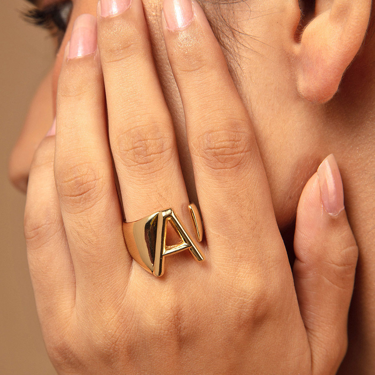 Minimal Initial Ring, Custom Letter Ring, Personalized Mother's Day Gifts,  Two Initial Rings, Handwriting Lett… | Gold initial ring, Gold ring designs,  Initial ring