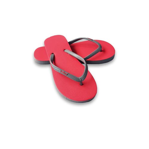 NoStrain Women Anti Skid Twin Color Natural Rubber Flip Flops Red Grey (UK  4)
