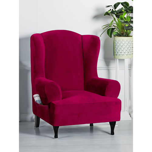 Buy Cortina Velvet Wingback Chair Cover, Stretchable Slipcover
