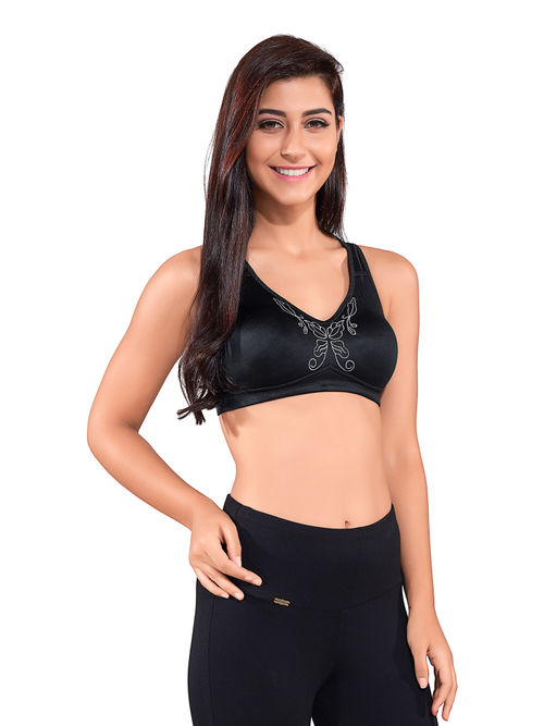 Buy Juliet Mold Non Padded Non Wired Plain Poly Spandex Bra - Black Online