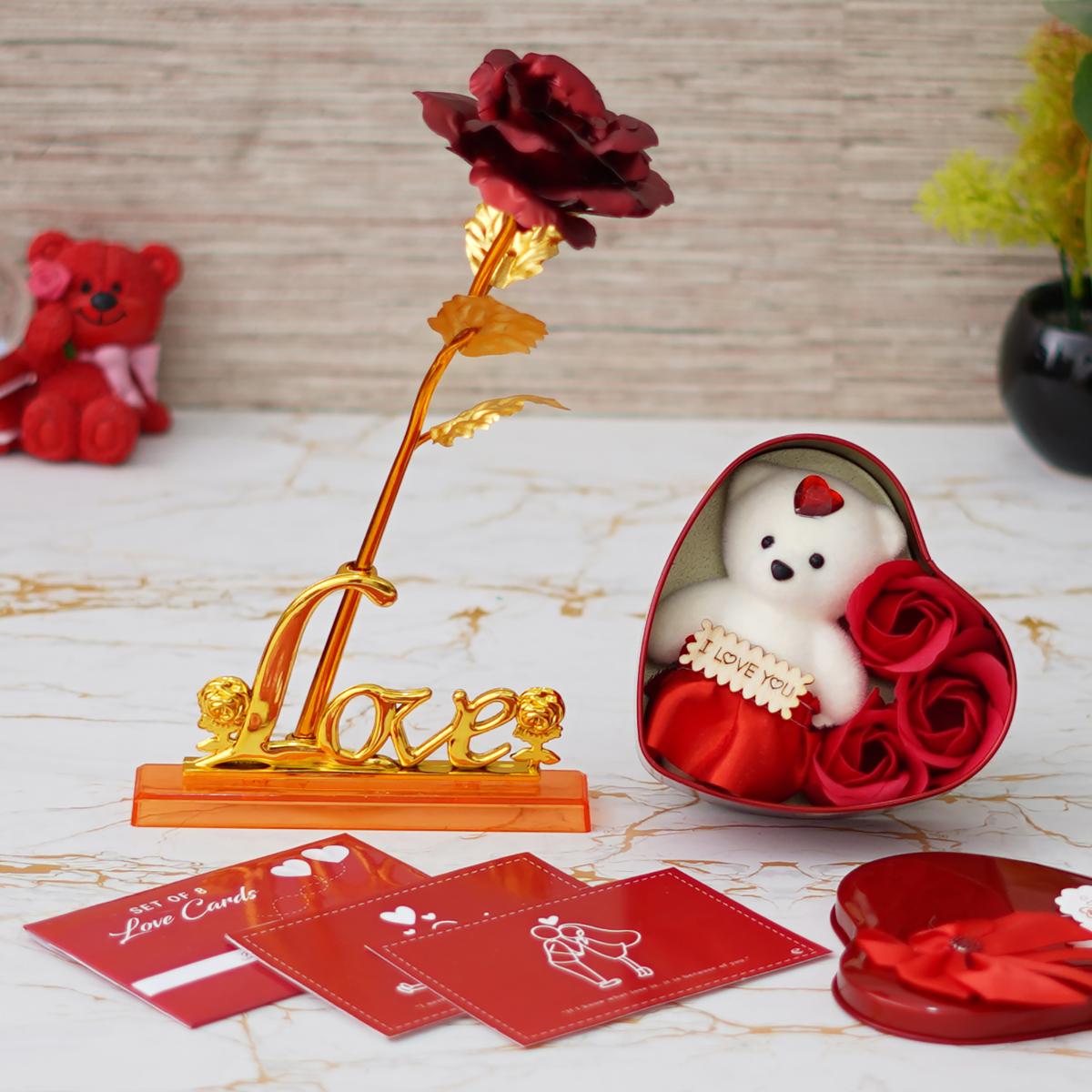 Buy eCraftIndia Combo of Set of 8 Love Post Card, Love Gold Red