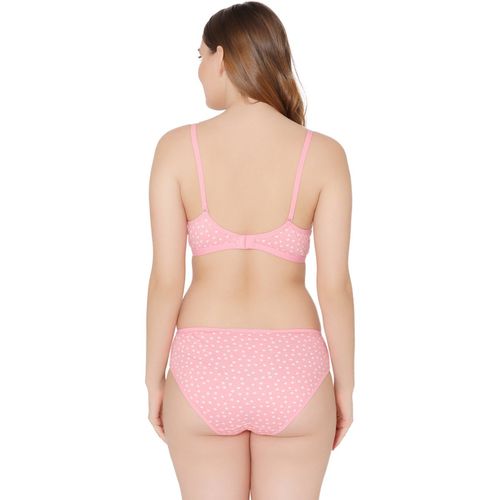 Buy Bodycare Women Combed Cotton Printed Pink Bra & Panty (Set of 2) online