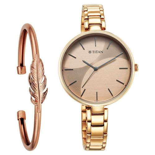 Titan Purple Stackable Quartz Analog Two Toned Dial Watch for Women with  Bracelet (M)