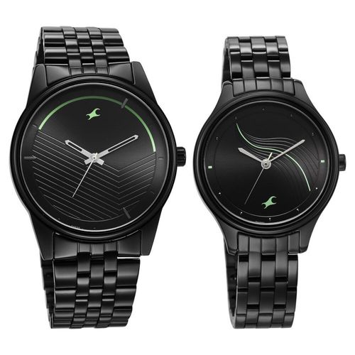 Buy Fastrack Men Analog Black Dial Black Strap Watches (M) Online