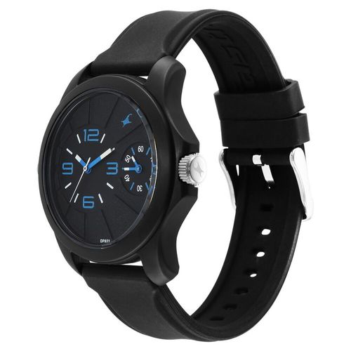 Buy Fastrack Dual Time Quartz Analog Black Dial Silicone Strap