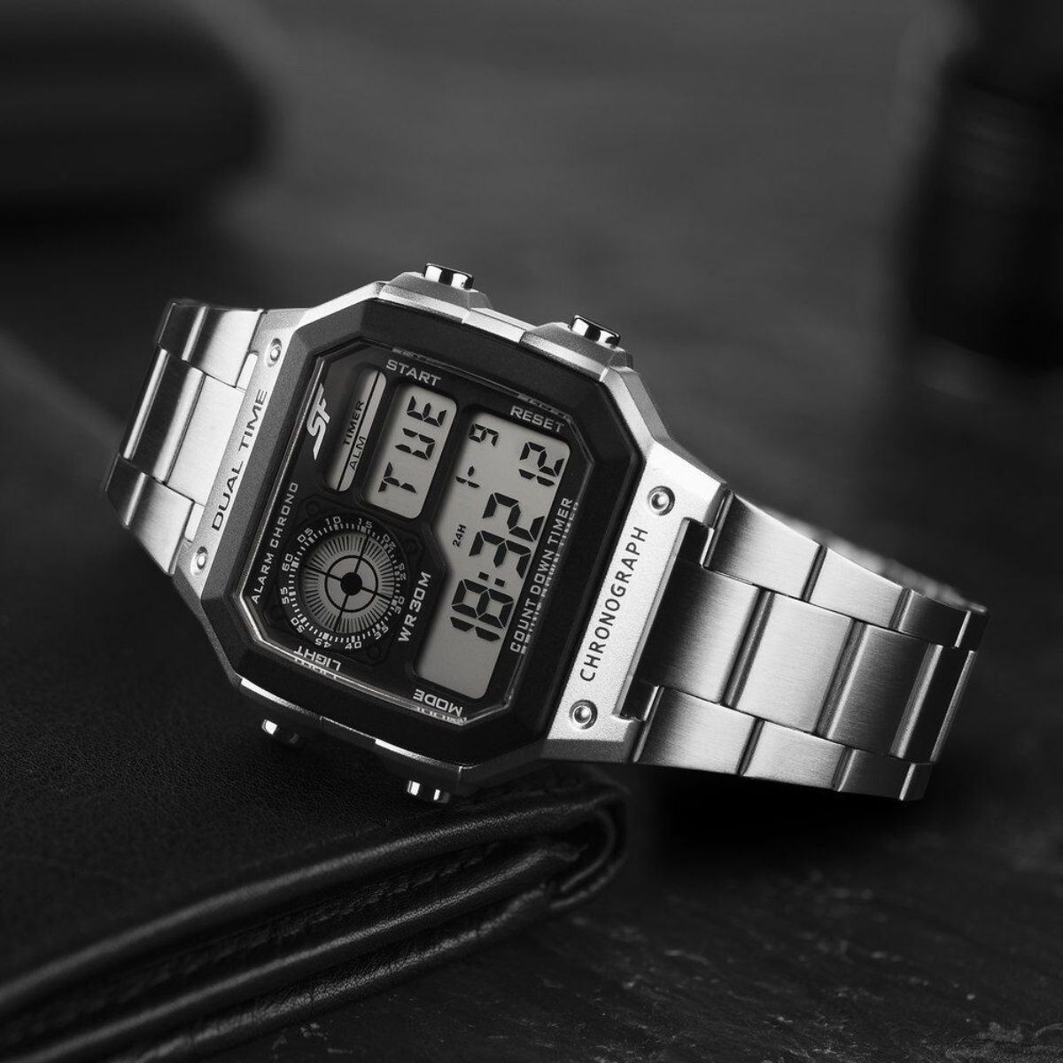 Buy Sonata Sf Hexa Metal Digital Black Dial Stainless Steel Strap