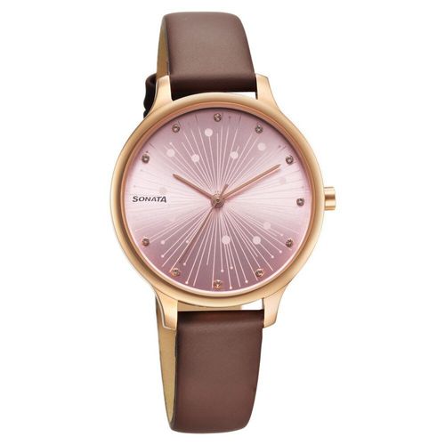 Buy Sonata Blush Quartz Analog Pink Dial Leather Strap Watch for