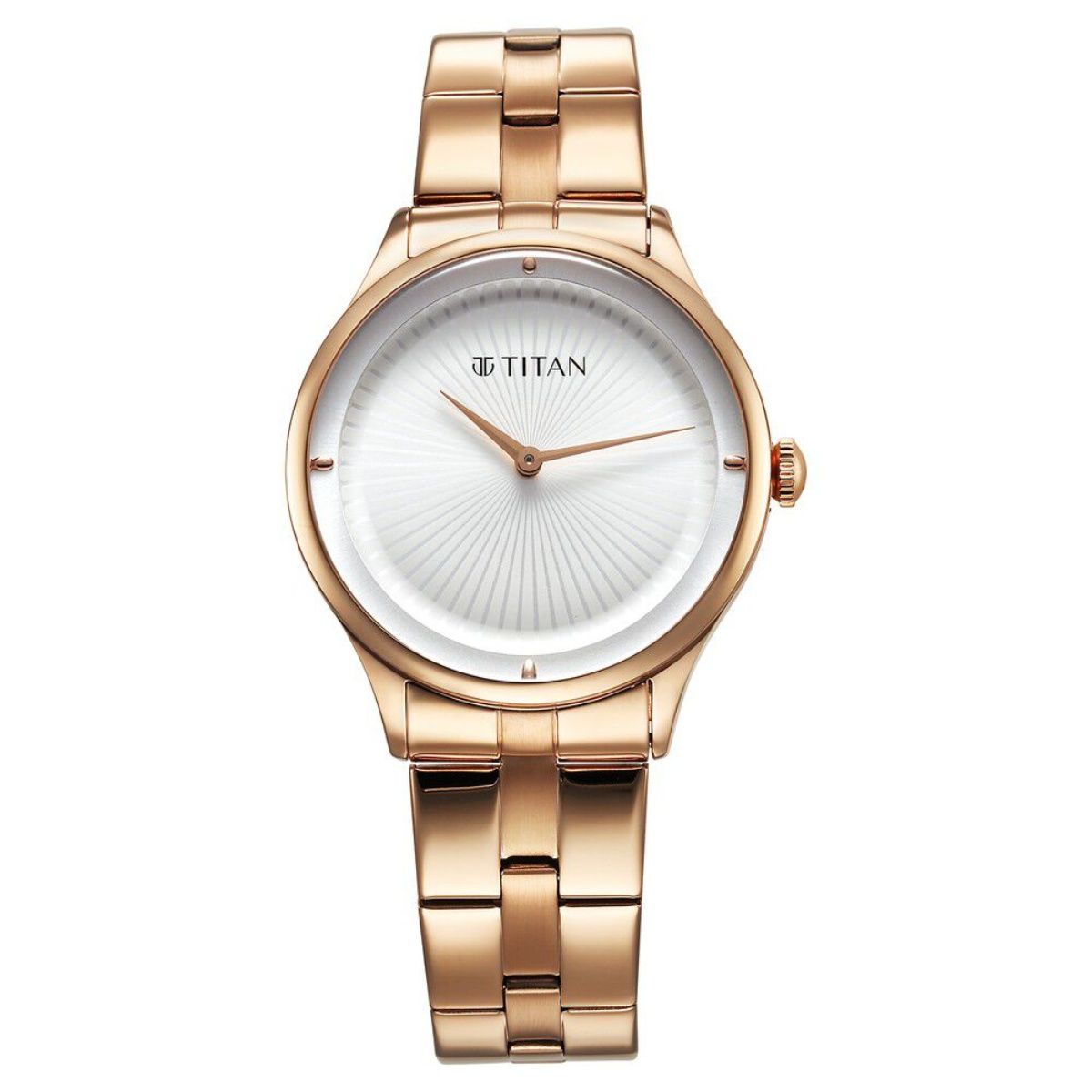 Titan Workwear Quartz Analog White Dial Stainless Steel Strap Watch for Women (M)