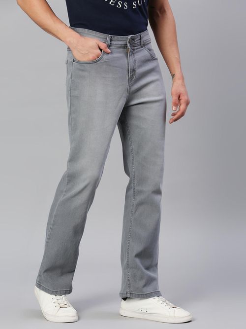 Buy High Star Men Grey Bootcut Light Fade Stretchable Cotton Jeans