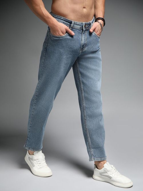 High Star Men Relaxed Fit Mid-Rise Clean Look Light Fade Stretchable Jeans