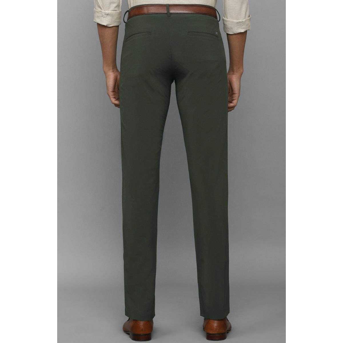 Buy Men Olive Slim Fit Solid Business Casual Trousers Online - 471565 | Allen  Solly