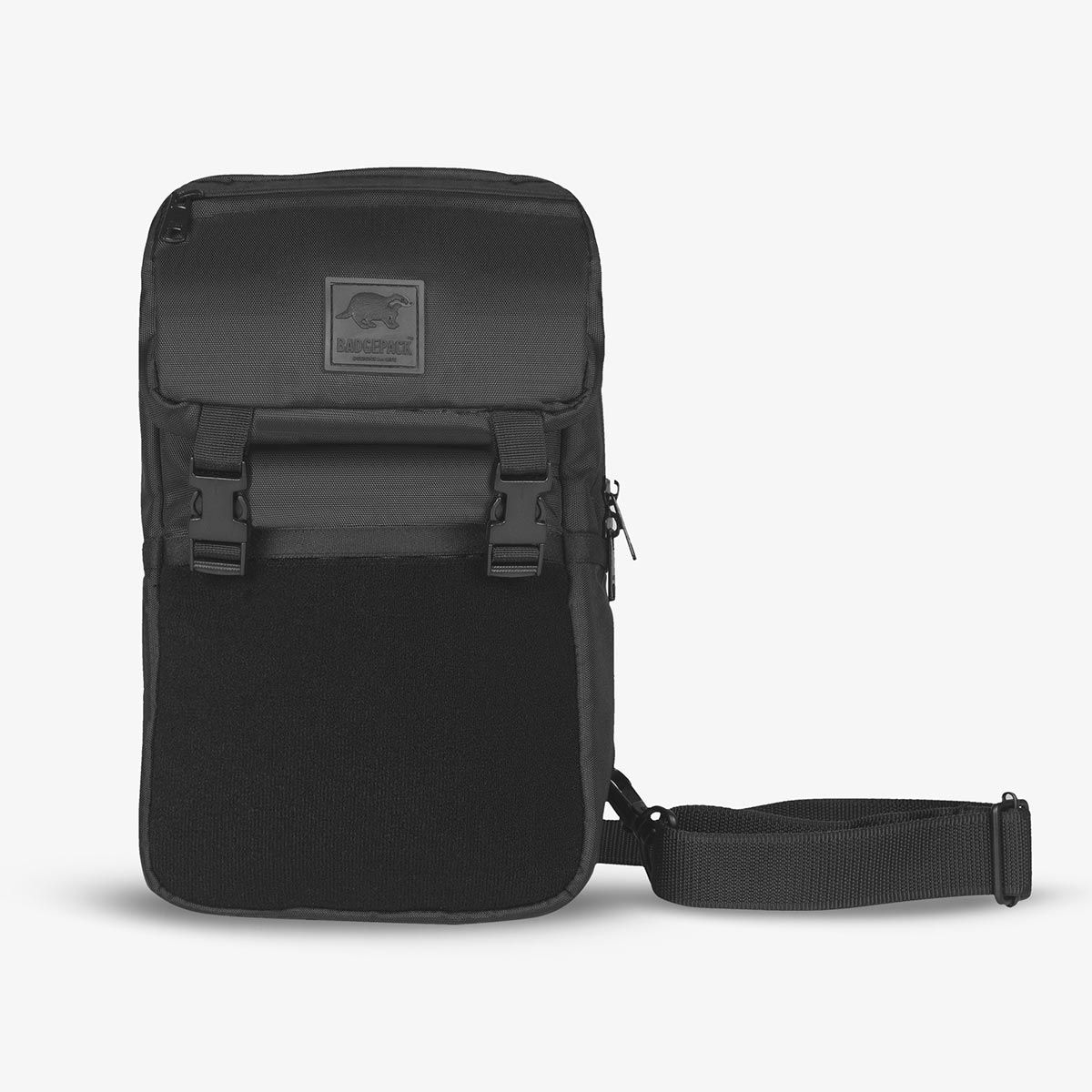 BadgePack Designs Hiromi Hip Pack Cross body Bag Black with 5 Printed Badges