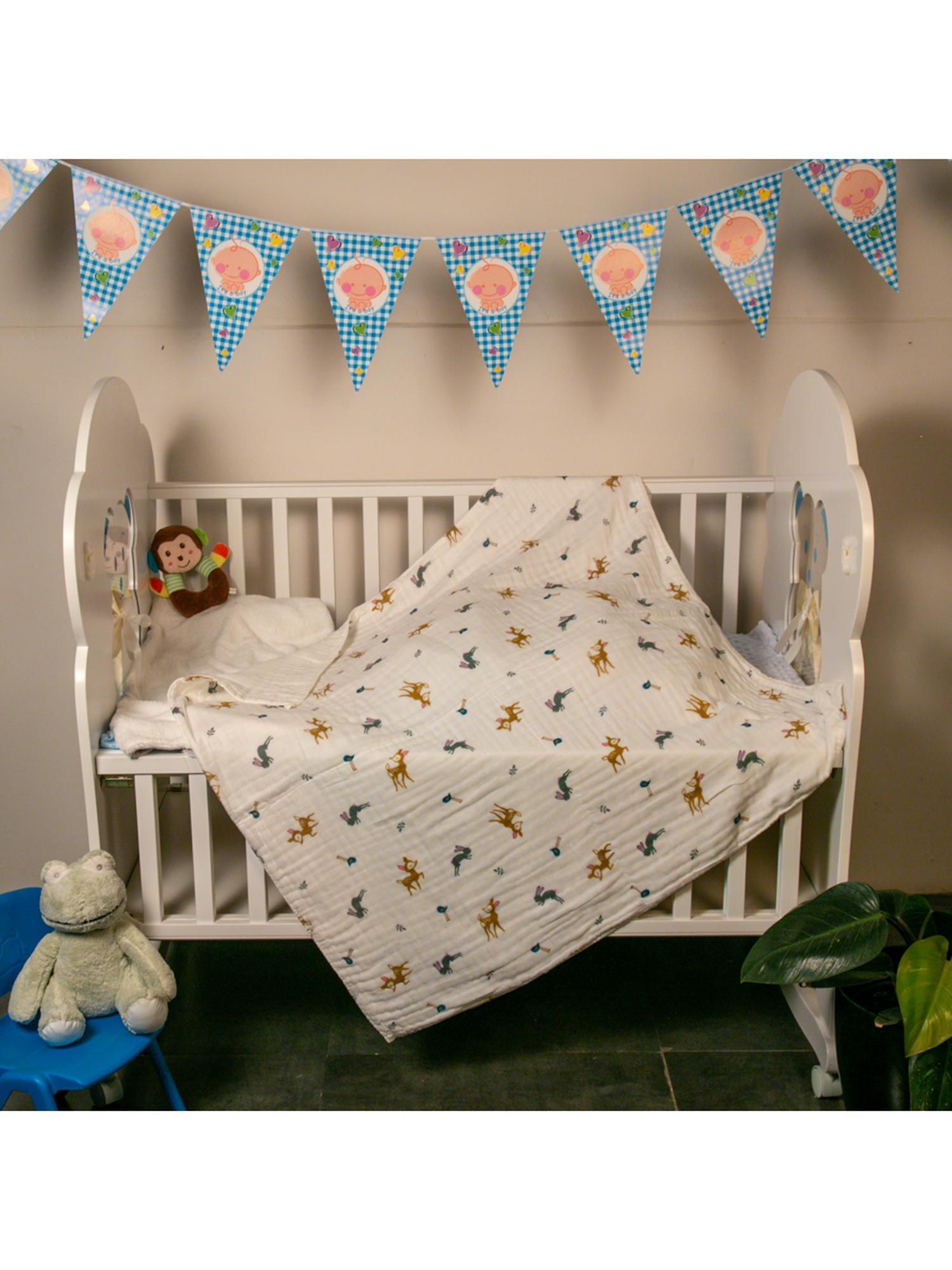 Baby Moo Rabbit White Small Print Muslin Blanket Buy Baby Moo Rabbit