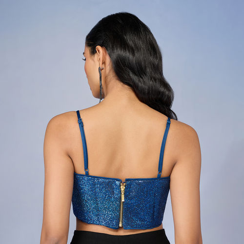 Buy RSVP by Nykaa Fashion Brown Textured Strappy Bralette Fitted Crop Top  and Skirt (Set of 2) online