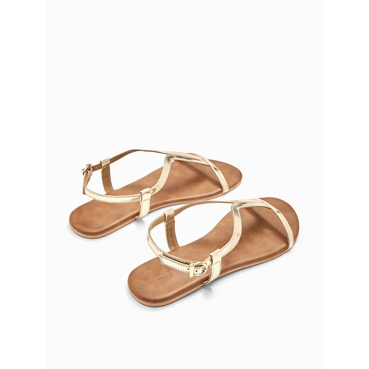 The Label Life Solid Tan & Gold Tstrap Sandals Buy The Label Life