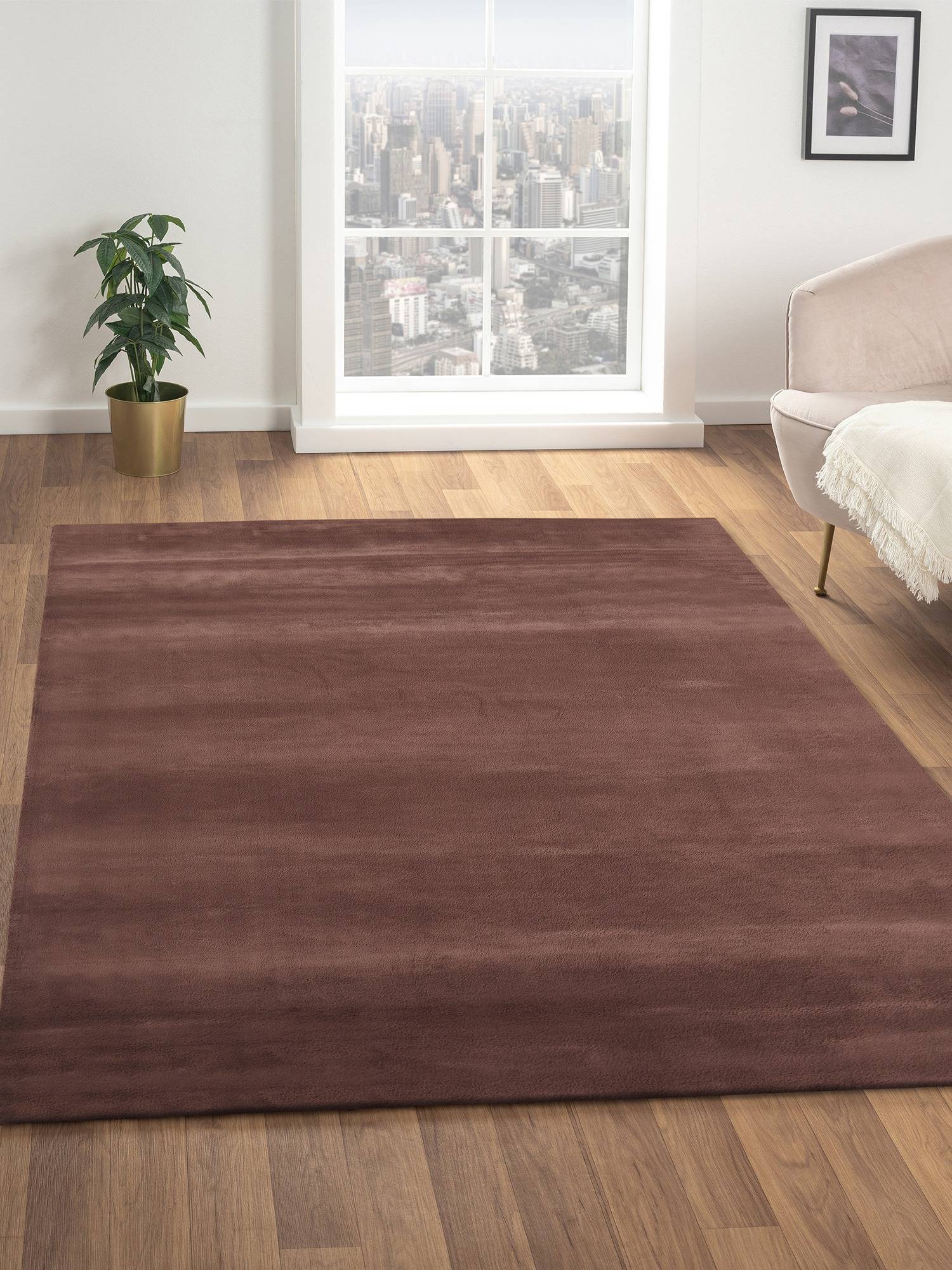 OBSESSIONS Solid Rabit Fur Carpet Chocolate