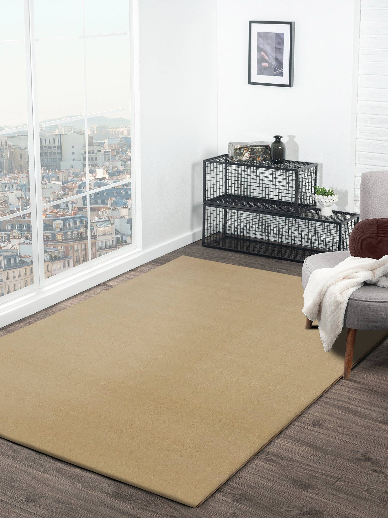 OBSESSIONS Solid Rabit Fur Carpet Fawn