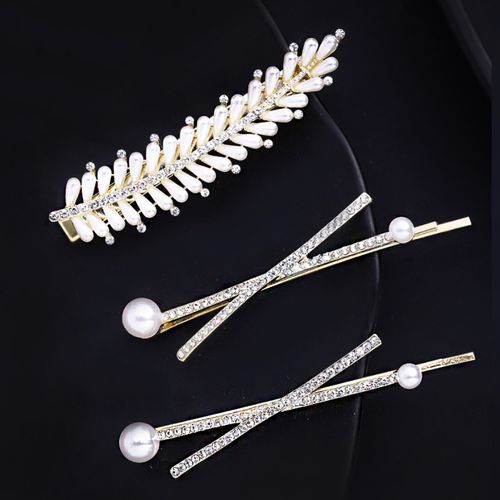 Yellow Chimes Pcs Alligator Pin White Pearl Bobby Pins Crystal Decorative  Hair Pins