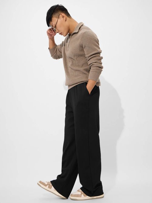 Buy The Souled Store Solids Midnight Black Korean Joggers Online