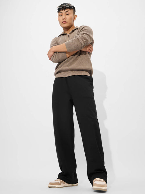 The Souled Store Solids Midnight Black Korean Joggers