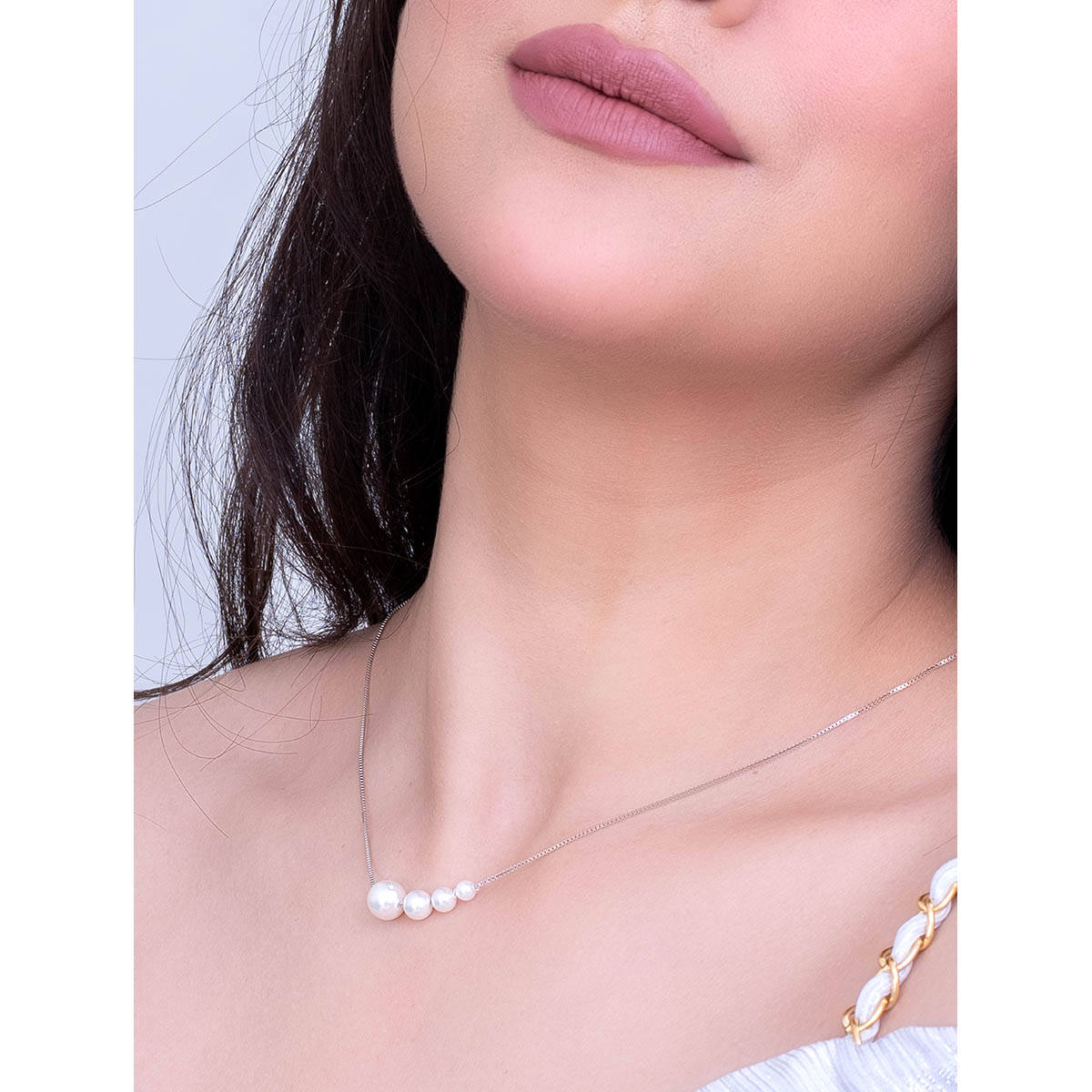 SILMORA White Silver Plated Necklaces & Neckpieces