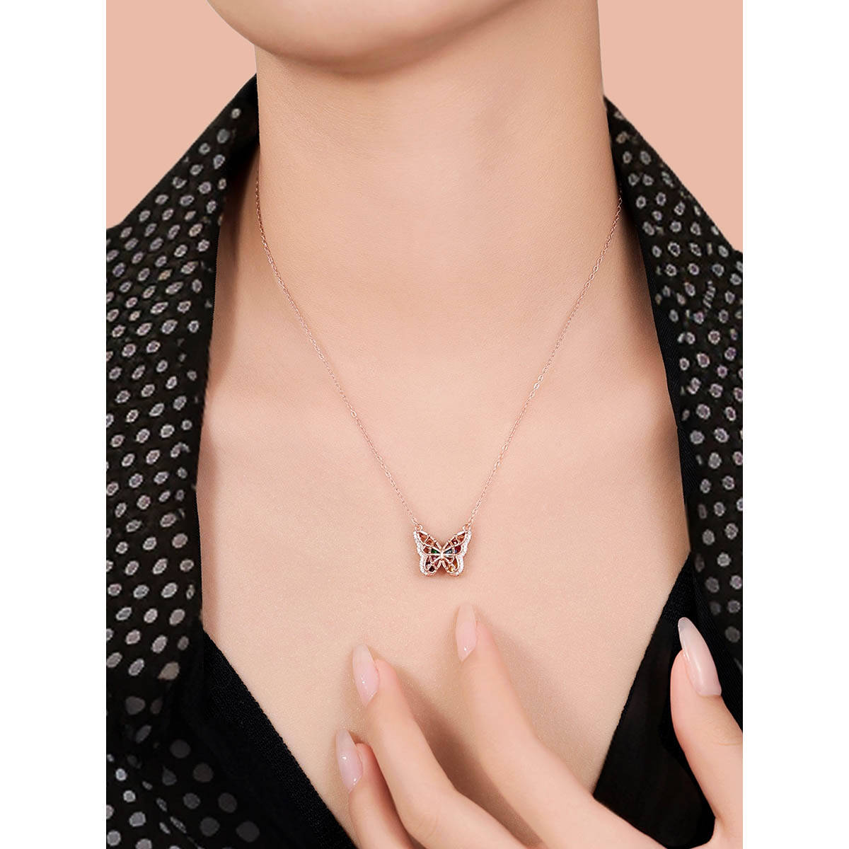 SILMORA Multi-Color Rose Gold Plated Necklaces & Neckpieces