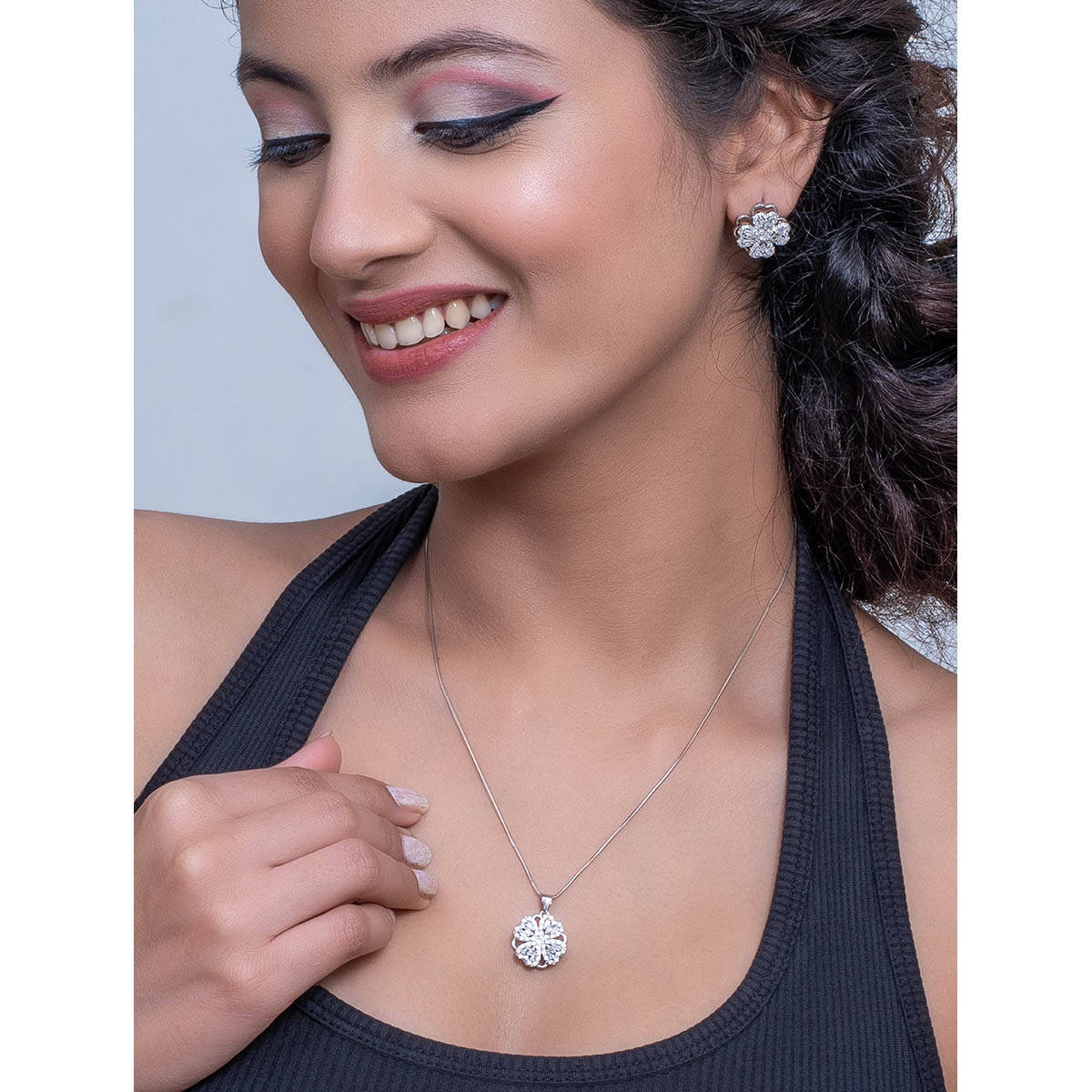 SILMORA White Silver Plated Jewellery Sets