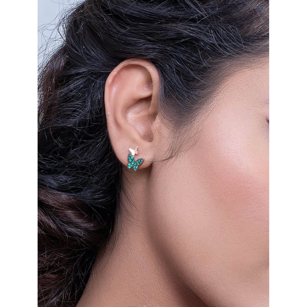 SILMORA Green Rose Gold Plated Stud