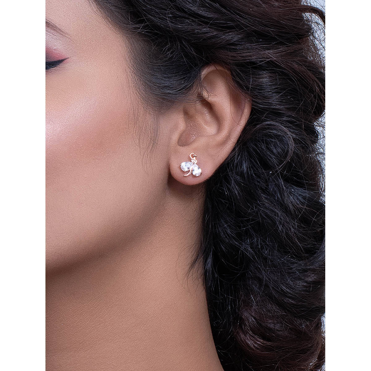 SILMORA White Silver Plated Stud