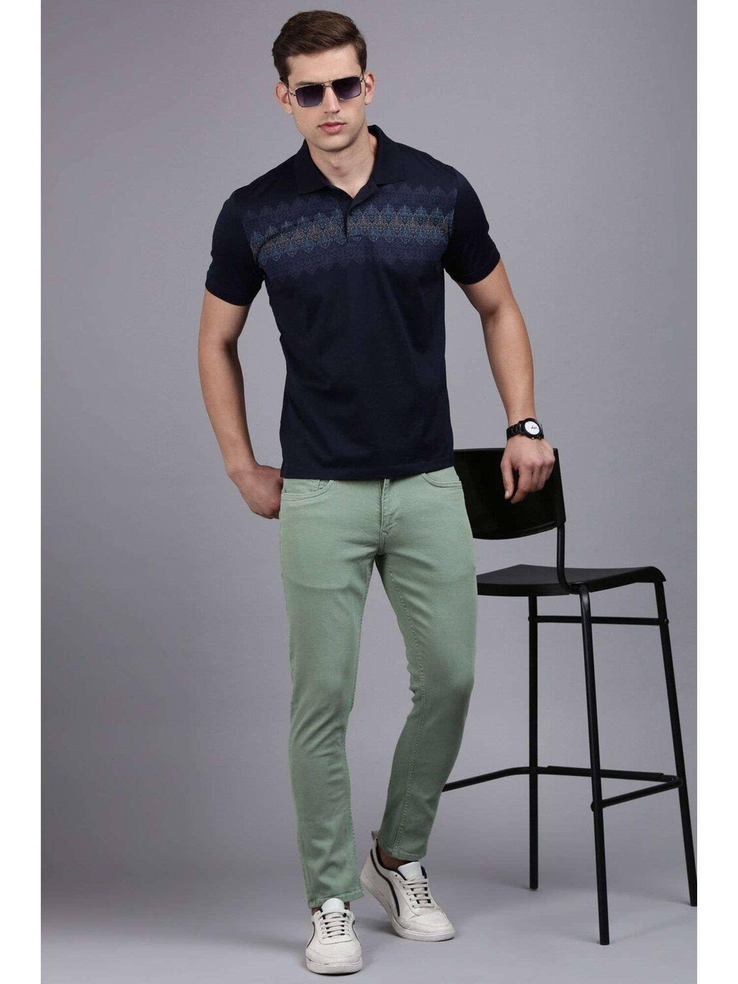 Buy Louis Philippe Men Blue Abstract Printed Polo Collar Pure Cotton T  Shirt - Tshirts for Men 19955080 | Myntra