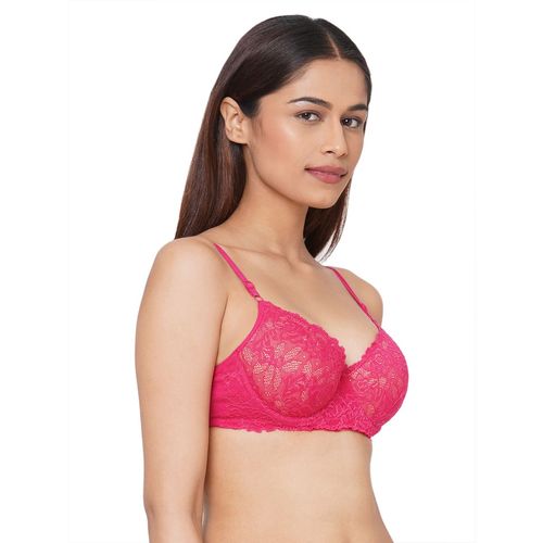 Buy Inner Sense Organic Cotton Padded Underwired Lace Bras ( Pack Of  3)-Pink Online