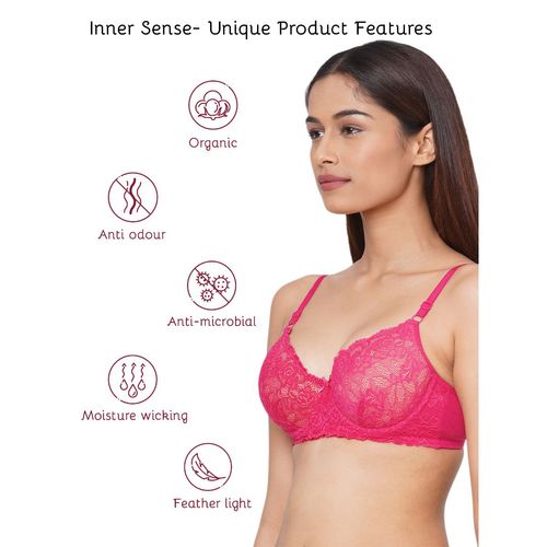 Inner Sense Organic Cotton Healthy Lightly Padded Lace Touch Bra at   Women's Clothing store