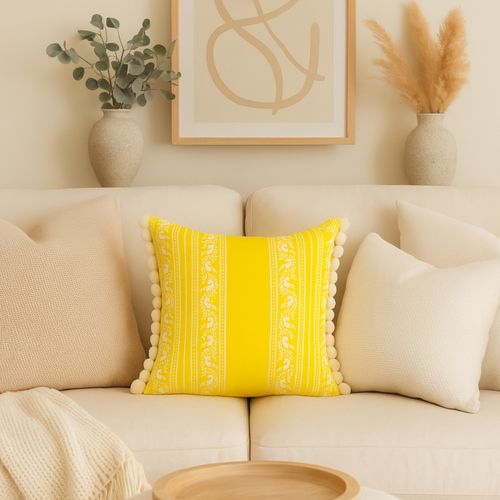 Buy THROW PILLOW Finch Bloom Mustard Yellow with Bird Print