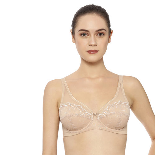 Buy Triumph Flower Passione Style Wired Padded Delicate Lace Big-Cup Bra -  Nude Online