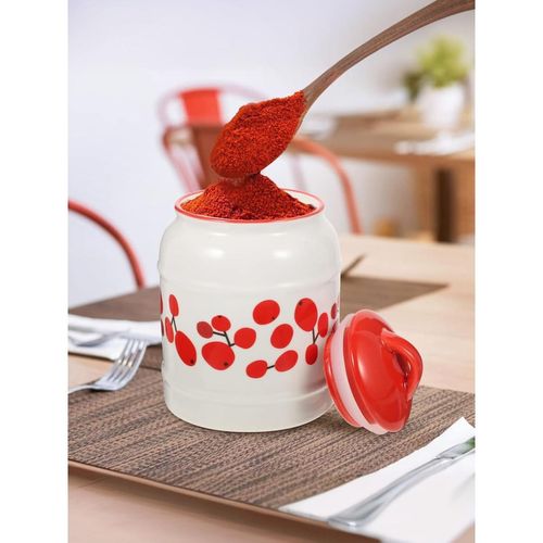 UMAI Ceramic Jar with Lid Red