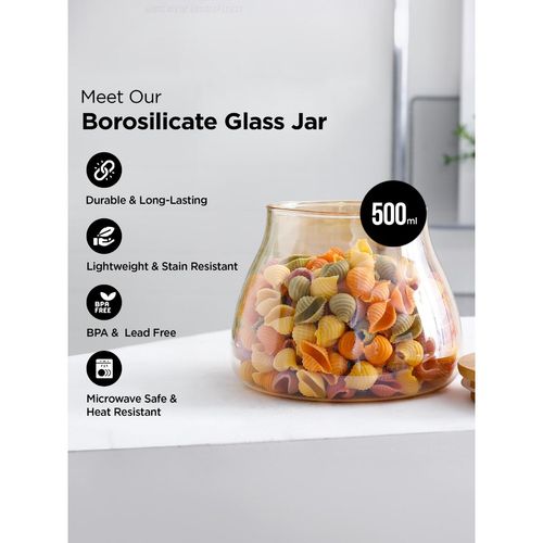 Amber Color Spraying Glass Storage Container Jar with Wooden Lid
