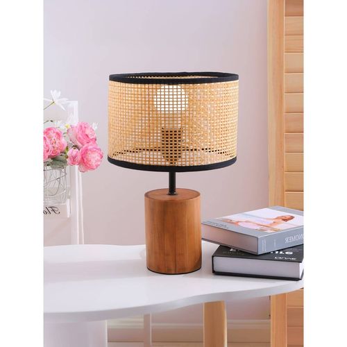 Buy UMAI Table Lamp for Bedroom Home Decor Light Wooden Base Steel