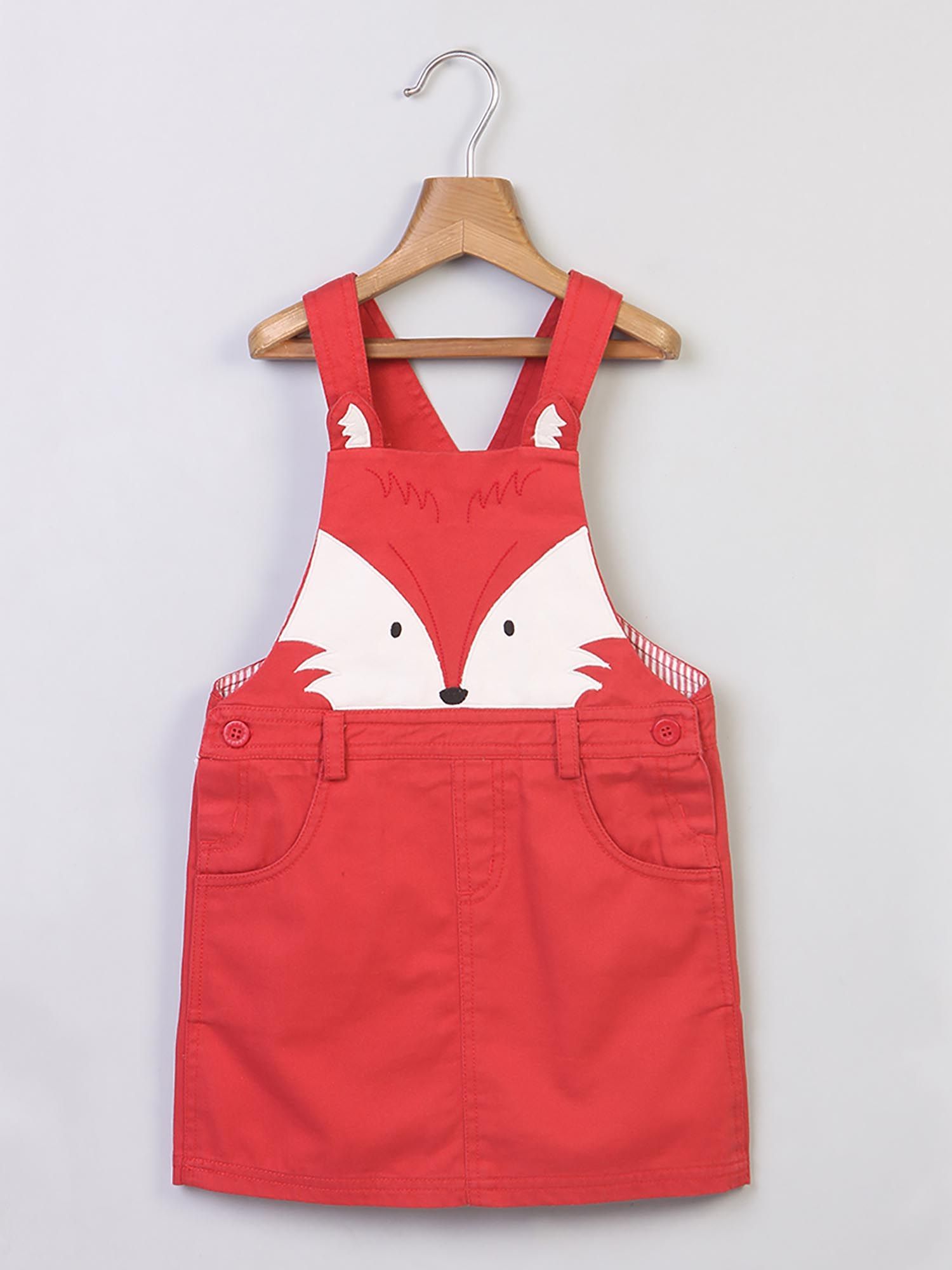 dungaree dress red