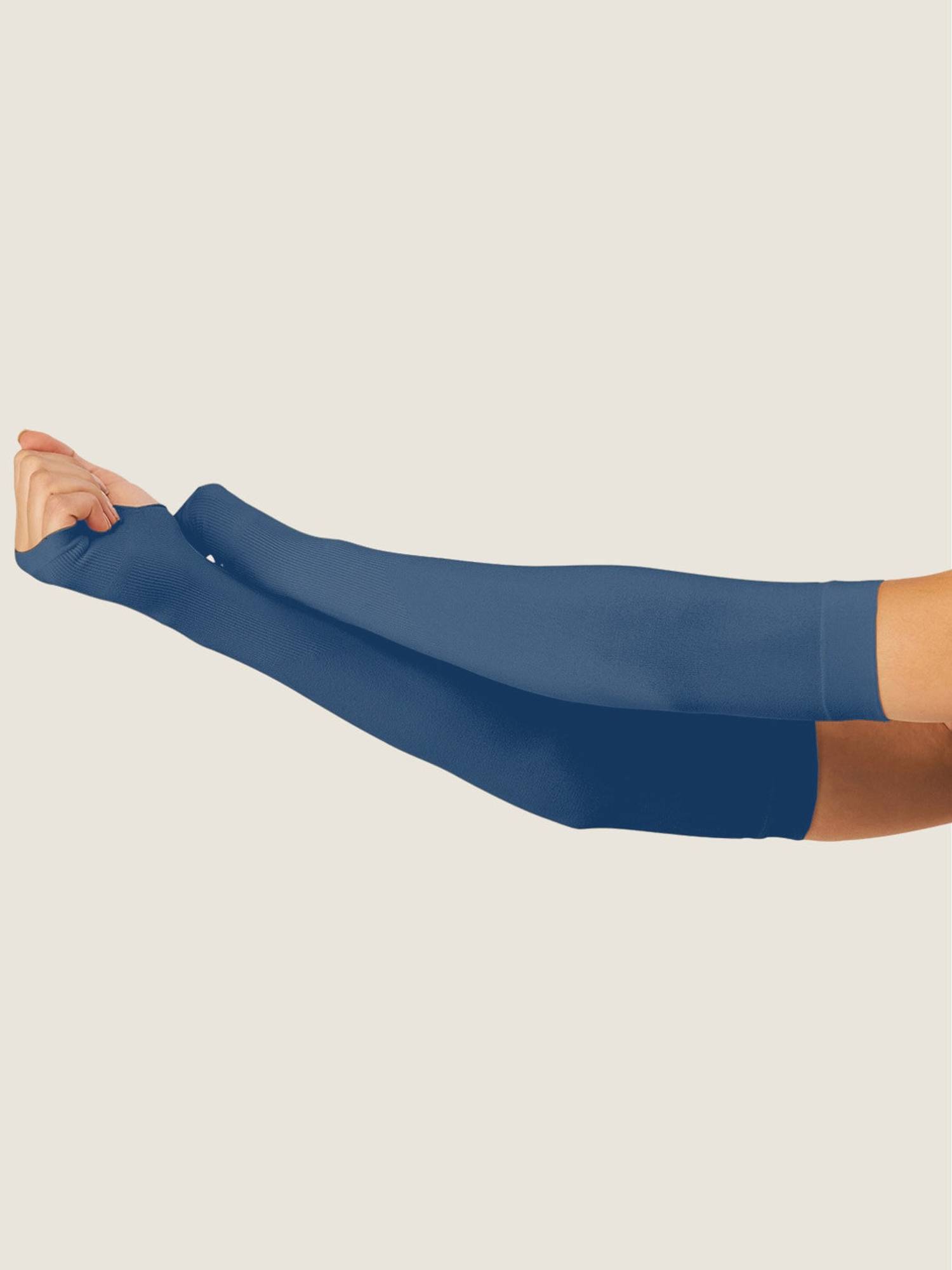 Secrets By ZeroKaata Unisex Solid Uv Protection Arm Sleeves Gloves Blue