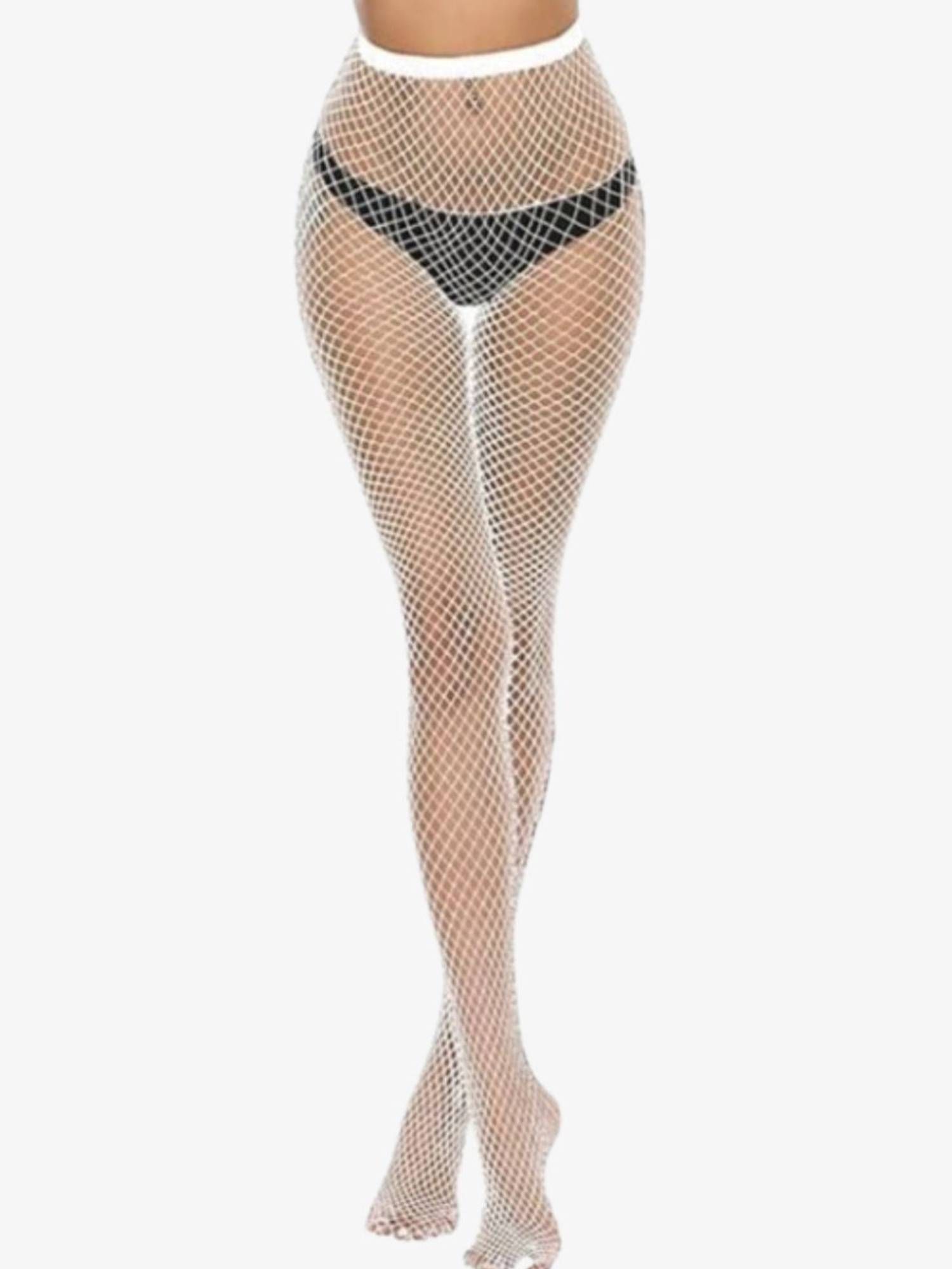 Secrets By ZeroKaata White Self Design Stockings