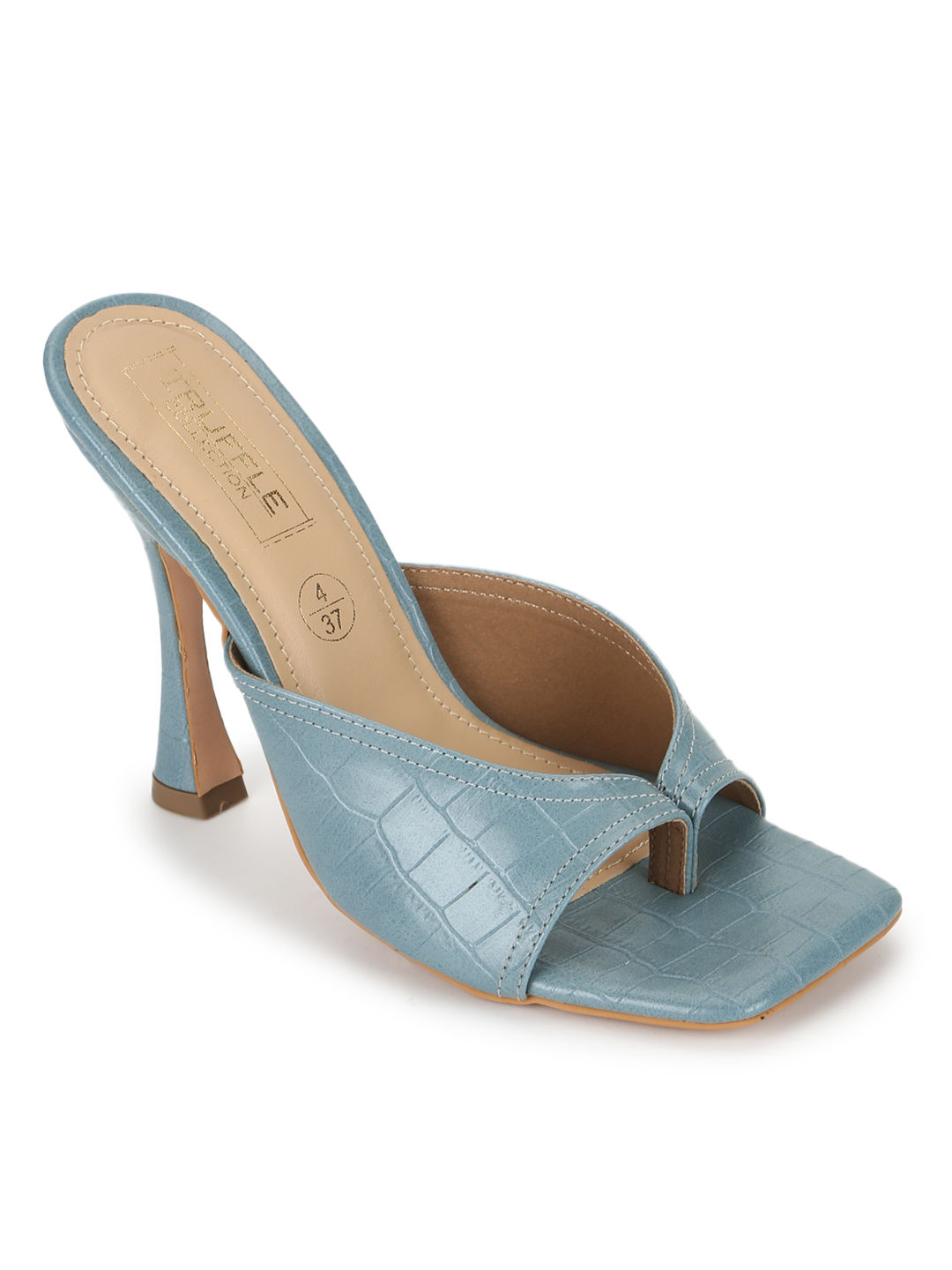 Buy Truffle Collection Powder Blue Pu High Heel Stiletto Mules Online