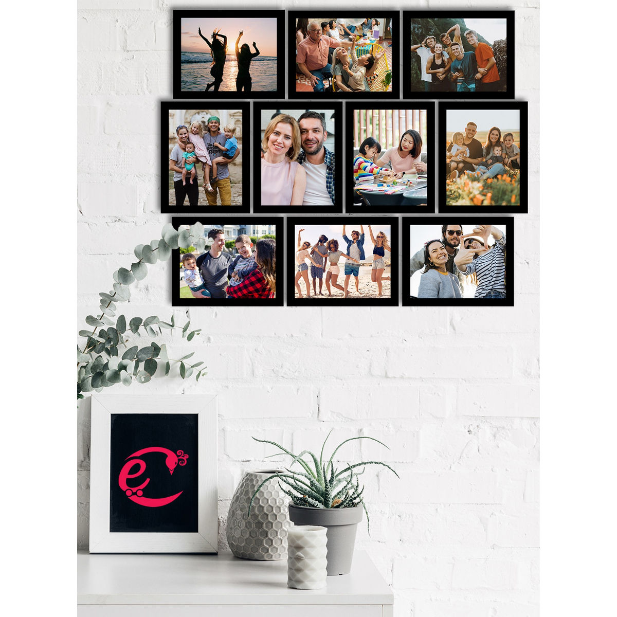 eCraftIndia Memory Wall Collage Photo Frame - Set of 10 Photo Frames ...